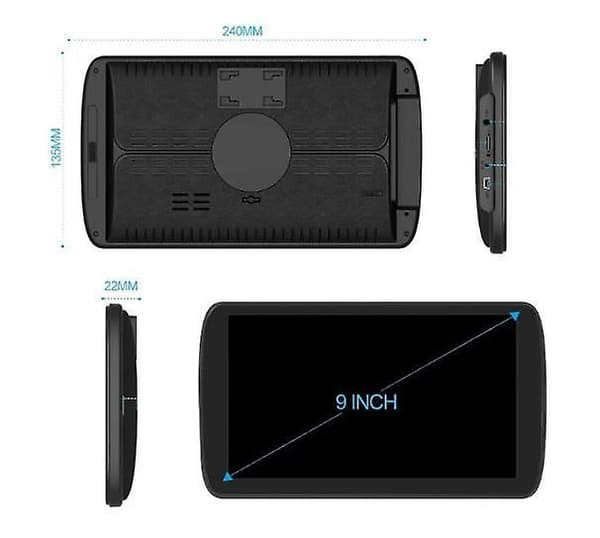 9-tums bil-GPS-navigator med AVIN Bluetooth och kompatibilitet med backkamera