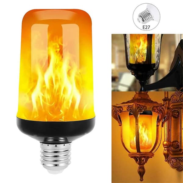 B22/e26/e27 LED flimrande flamma glödlampa brinnande eld effekt nattlampa ~ E27 Warm light