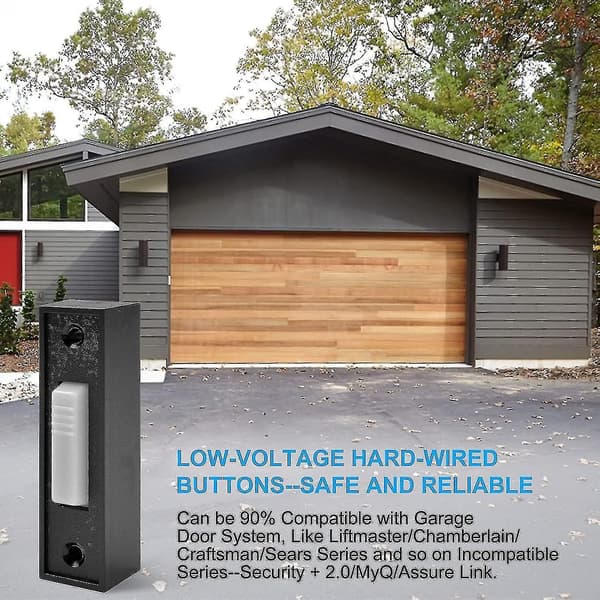 2 stk. Universal Garageportåbnerkontakt 41a4166 Belyst Vægmonteret Trykknap Sort Finish