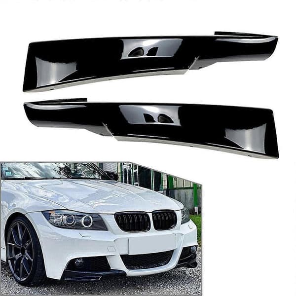 Glanssvarta främre stötfångarläpphörnsplitters kompatibla med BMW E90 E91 LCI M-Tech 2009-2013
