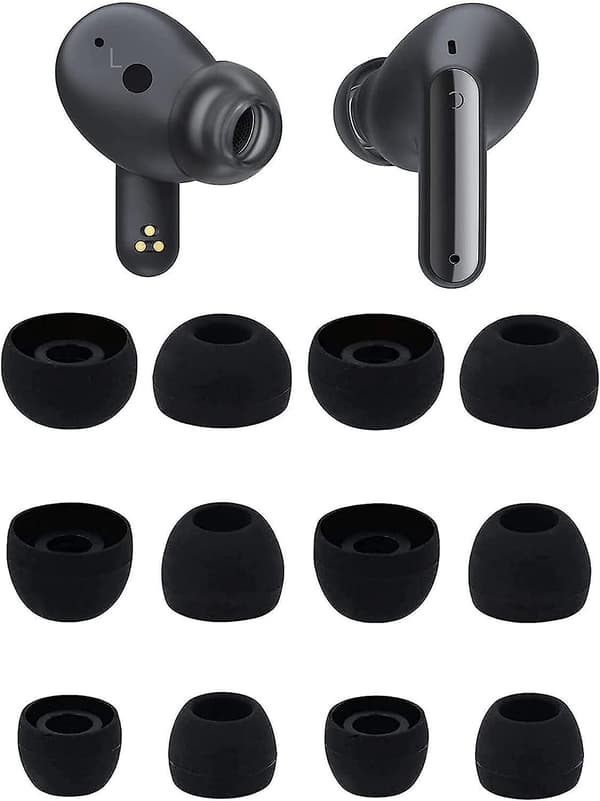 6 par ørepropper kompatible med LG Tone Free FP9 FP8 FP5 S/M/L Black S-M-L
