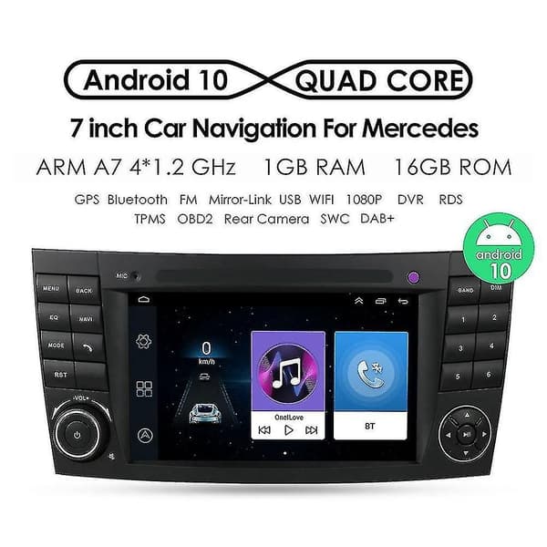 For w211 2002-2009 Android 10 Core Bil Mediaspiller Radio Gps Wifi Bluetooth Rattkontroll