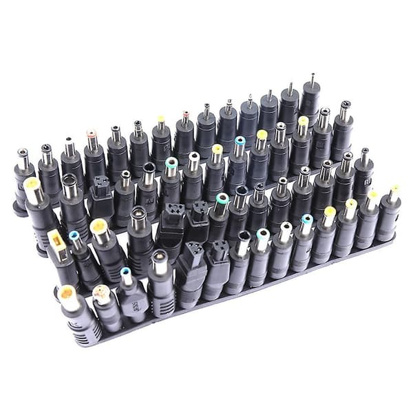 56 stk/sæt Universalstik 56 stk DC Strøm 5.5x2.1mm DC Hoved Jack Oplader Til Stik Strømadapter Til N Svart