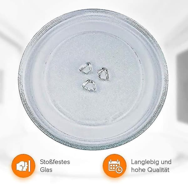 Universal Mikrobølgeovn Drejeskive Glasplade Med 3 Beslag 24,5 Cm