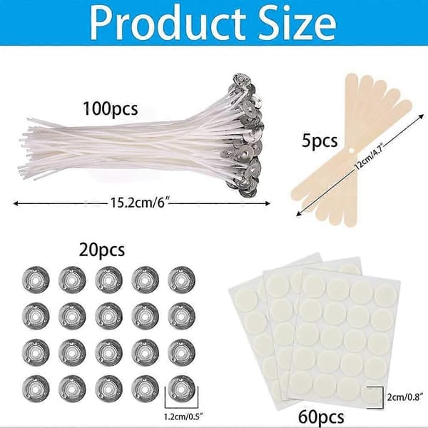 Ljusvekar 100-pack, 15 cm luktfria kompatibla med ljustillverkning