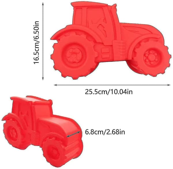 Silikone Traktor Rød Kageform, Bagesilikoneform Kompatibel med Kage