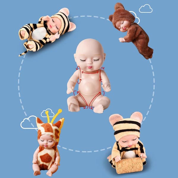 6 STK Søde Bløde Realistiske Babydokker med Tøjsæt Kompatibel med Piger