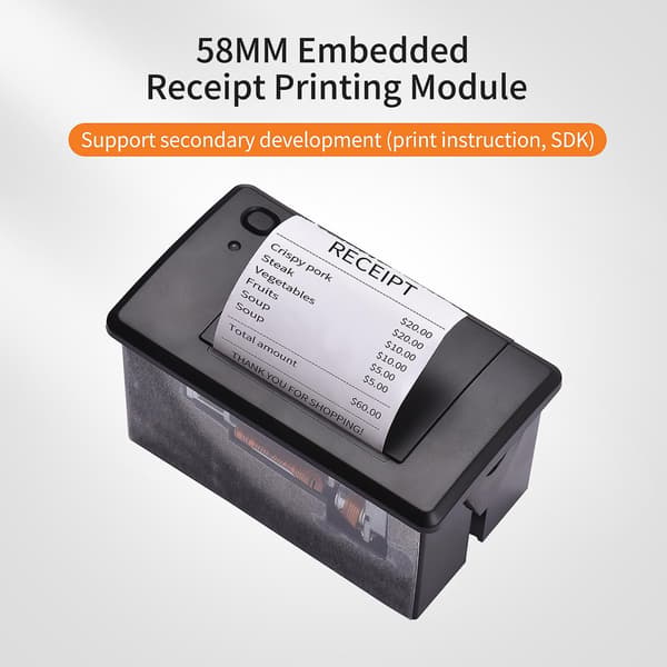 58MM Mini Innebygd Termisk Kvitteringsskriver med USB/RS232/TTL-porter