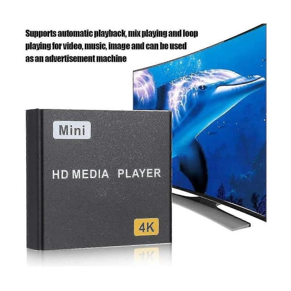 Mini 4K HDD-mediasoitin USB-asemalla/SD-korteilla