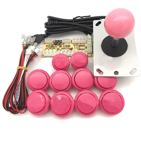 Arkadknappar Spel USB-kodare PC Joystick Controller DIY-kit för Mame Jamma-spel Rosa