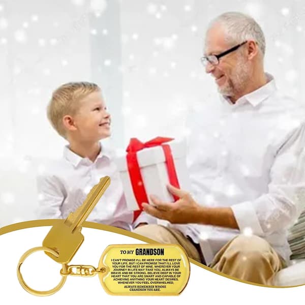 Barnbarnspresent Nyckelring Mormor Morfar Inspirerande Presenter Till Familj Son Dotter Silver