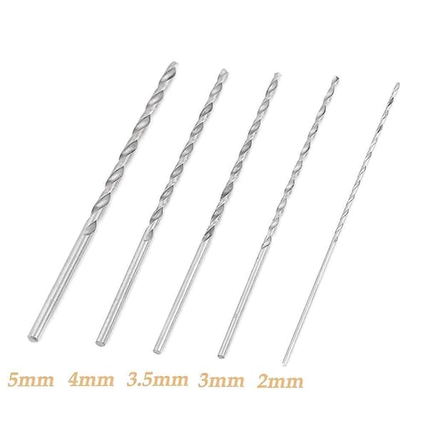 5 stk ekstra lange HSS spiralbor sett 2mm 3mm 4mm 5mm rett skaft