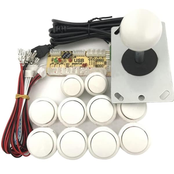 Arkadknappar Spel USB-kodare PC Joystick Controller DIY-kit för Mame Jamma-spel Vit