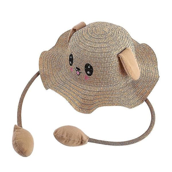 Kaninsommarhatt för barn med rörliga öron Pink