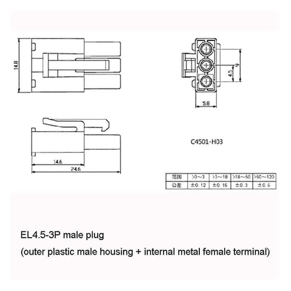 600mA 6.4V USB-laderkabel EL4.5-3P-plugg P-til-R kompatibel med RC-bil, lastebil, hurtigbåt Js