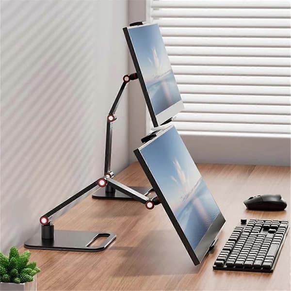 Bærbar skærmholder tabletstativ justerbar klemme Black
