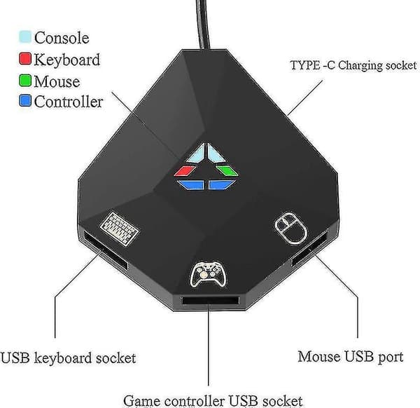 Tastatur- og museadapter kompatibel med Nintendo Switch, PS4, PS3, Xbox One, Xbox 360-konverter