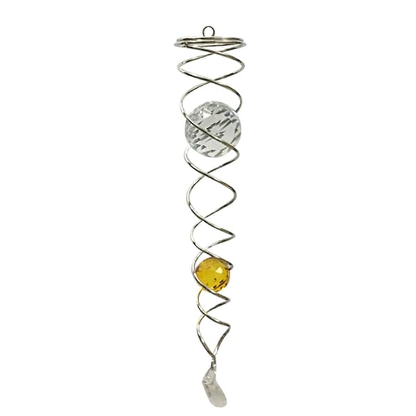 12\" hengende krystaller, kule, kule, spiralhale vindspinner stabilisator Gul