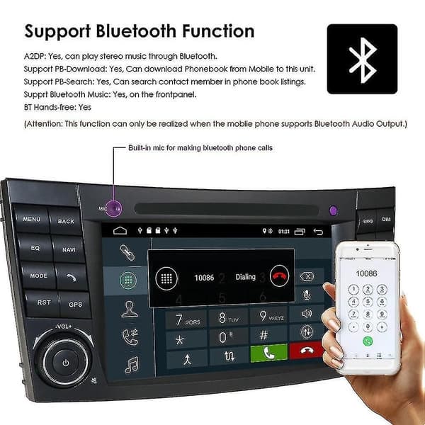 För w211 2002-2009 Android 10 Core Bil Mediaspelare Radio Gps Wifi Bluetooth Rattkontroll