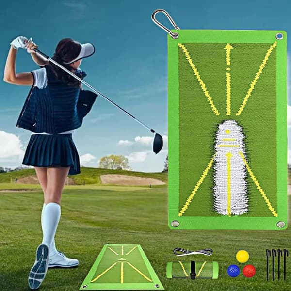 Premium golfmåtte med 3 bolde og divot-reparationsværktøj