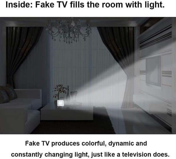 Falsk TV-simulator med timer og sensor kompatibel med hjemmesikkerhet