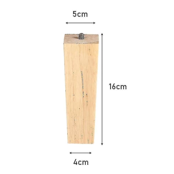 Sæt med 4 firkantede møbelben i eg 16 cm