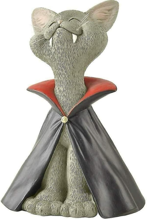 Nyckfull Buddha-kattfigur, meditationsyoga-samlarobjekt, presenter för kattälskare Gr\u00e5-vampyr Dracul