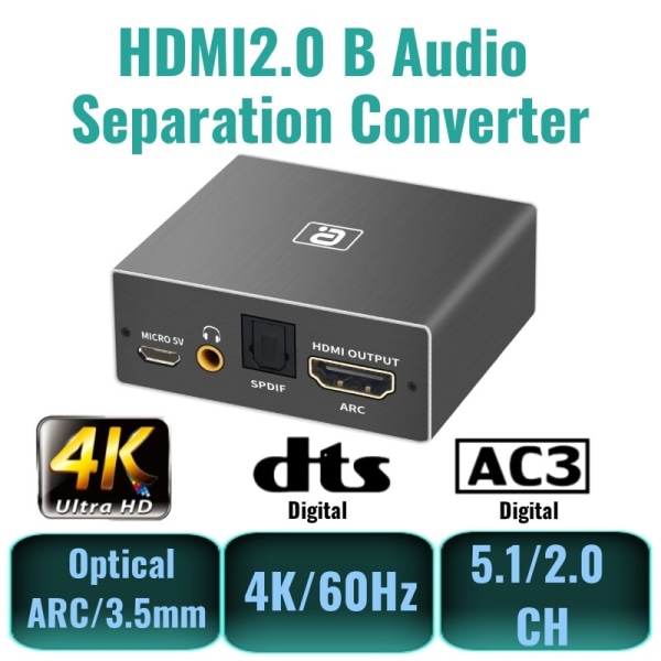 HDMI2.0b Converter ARC Audio Extractor HDCP2.2 HD 4K@60Hz HDMI-kompatibel splitter hd360rpoa-eu