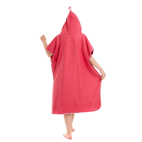 Microfiber hurtigtørrende badehåndklæde med hætte badekåbe pink 110x90cm