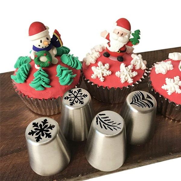 4st/ set kakmunstycke konditorivaror i rostfritt stål Cupcake silver 4pcs
