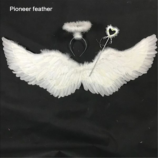 Änglavingar fjädervingar med elastiska remmar Justerbara Halloween-kostymvingar White one size