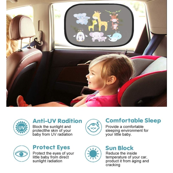 Auton aurinkosuojan sivuikkuna Sarjakuva-ikkuna lapsille aikuisille Adsorptio cover Automaattinen takasivuikkuna mesh 1pc