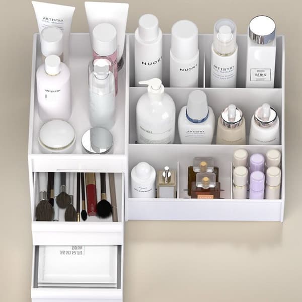 Makeup Organizer Kosmetisk förvaringslåda med stor kapacitet white