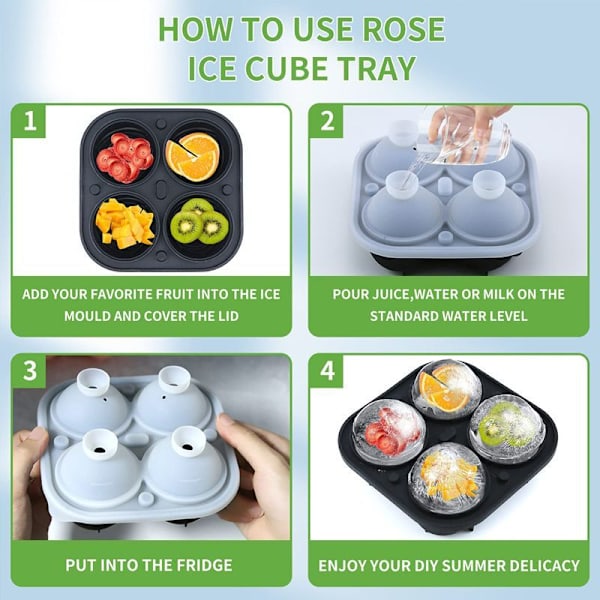 3D Silikone Rose Shape Ice Cube Maker Genanvendelig gray 14*14*7cm