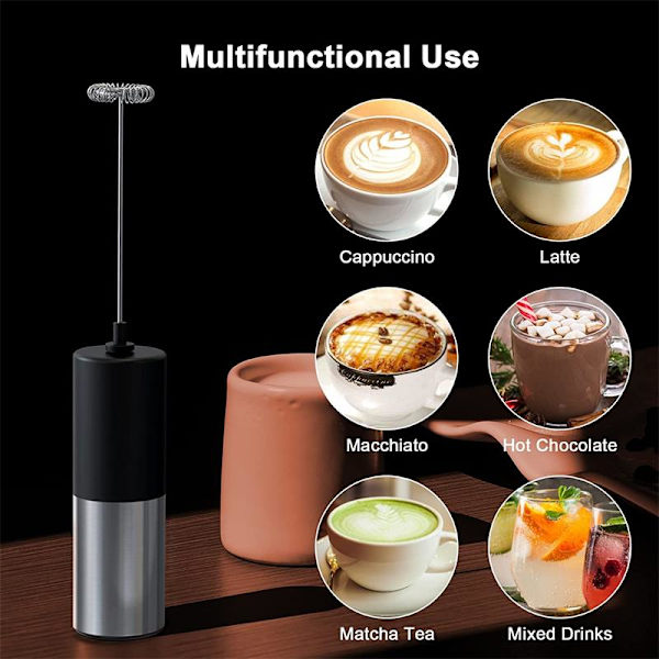 Mælkeskummer til kaffe Håndholdt Elektrisk black 35*214mm