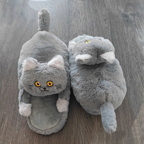 Cuddly Hug Cat Tossut Kawaii Floor Shoes Furry Tossut gray 36/37