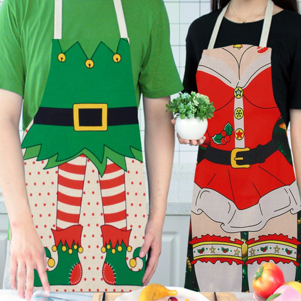 Julförkläde Santa Julgran Förkläde för kvinnor 5 child-47x38cm