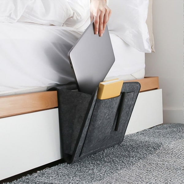 Förvaringsväska i filt på sängen Pouch Bed Skrivbordsväska light gray 320x200x100mm