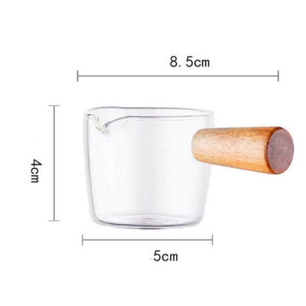 1/2 st Mini Glas Mjölkkopp Gräddkanna Med Trähandtag Litet glas Kaffe Mjölk Kanna Vinäger Såskoppar Köksredskap 50ml 1pc