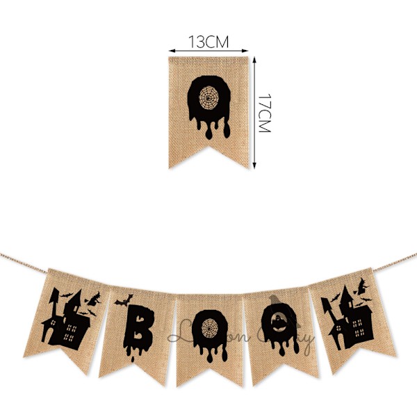 Jute Orange Sort Banner Rustik Land Glædelig Halloween khaki 13*17cm