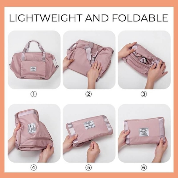 Sammenfoldelig bærbar folde-rejsetaske med stor kapacitet sakura pink 42*22*28cm