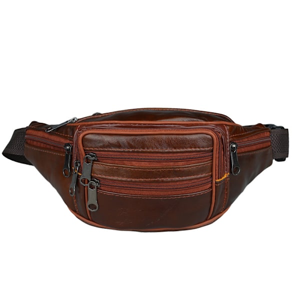 Mænd Læder Talje Packs Rejse Opbevaring khaki 22*12*6cm