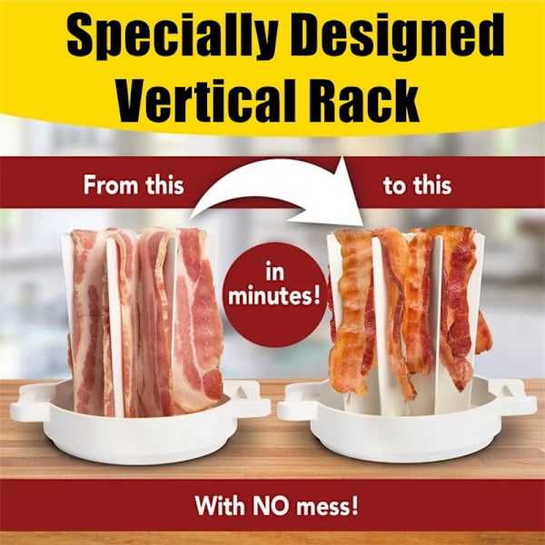 Mikroovn Bacon Komfur Bakke Hylde Rack Madlavning Kød Gadgets white+red 18*13*16.5cm