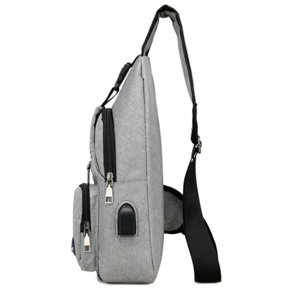 USB lataus Crossbody Miesten varkaudenesto kangas olkalaukku light gray 16*33*8cm