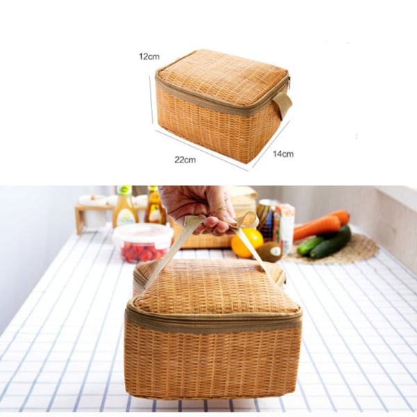 Bærbar frokosttaske i kunstrattan 22*14*12cm