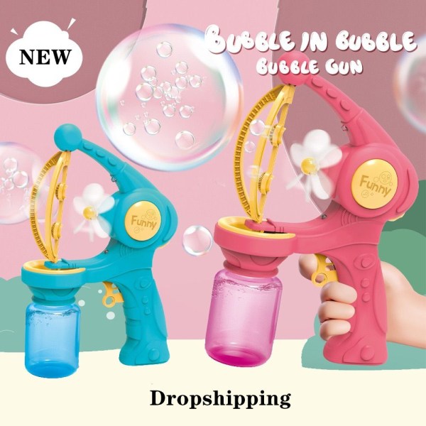Leksaker för automatisk bubbelmaskin för barn pink