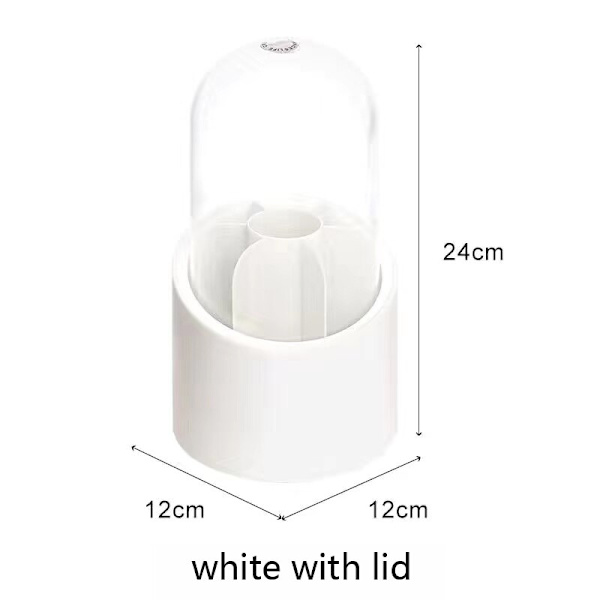 360° roterande pennhållare Sminkborstehink white with lid