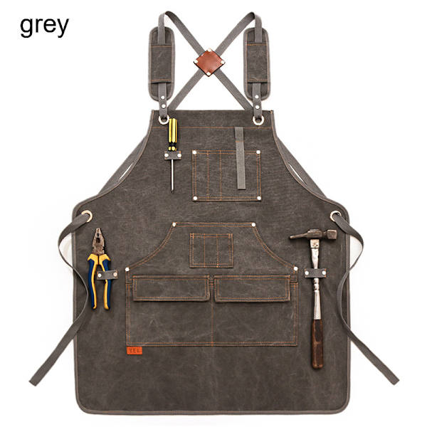 Arbetsredskapsförkläde i canvas med målning grey