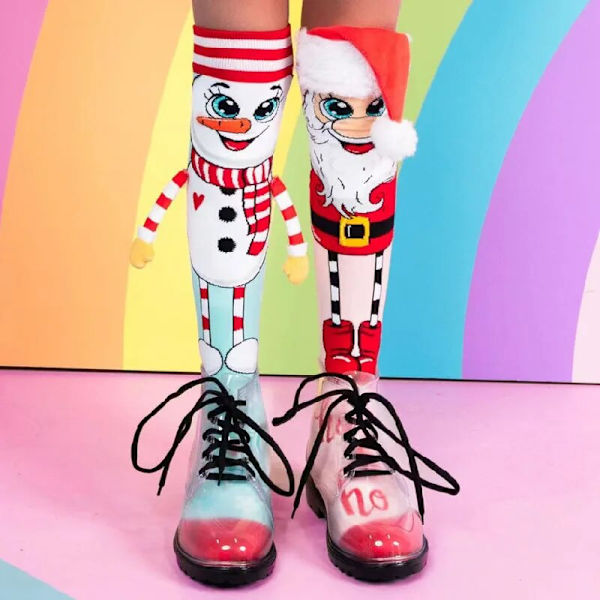 Christmas Cartoon Strumpor 3D Santa Claus Snowman Strumpor Print Anti-shrink Xmas strumpor A