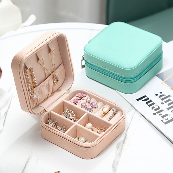 Kannettava Travel Mini nahkainen korusormus case white 10*10*5cm
